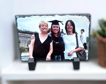 Rectangle Photo Rock Slate | personalised image photo picture, rock photo slate custom, memorial plaque, birthday gift, engagement