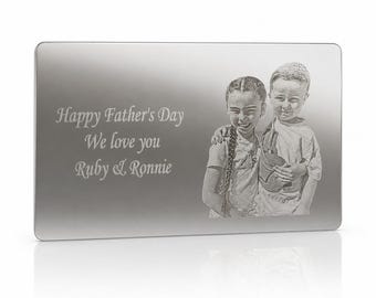 Personalised Photo Wallet Card for Dad – Stainless Steel Engraved Father’s Day Gift