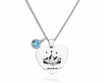 Silver Personalised Velaris Inspired Heart Necklace with Birthstone | ACOTAR Inspired Gift