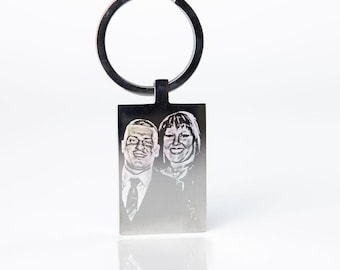 Schlüsselring mit Fotogravur | personalisiert | Andenken | tatsächliche Handschrift | Text | Kummer | Jubiläum | Geburtstag | Edelstahl