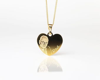Engraved Photo Heart Necklace | Personalized Memorial Gift