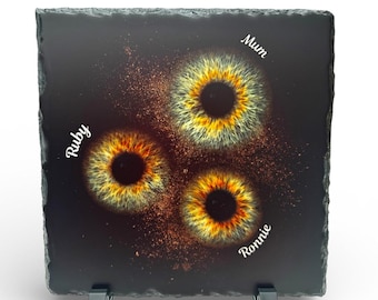 Personalised Iris Photo Slate Keepsake – Custom Family Eye Artwork Gift