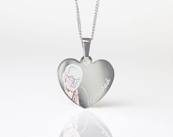 Engraved Photo Heart Necklace | Personalized Memorial Gift