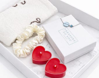 Personalised Anniversary Bracelet Gift Set for Her | Engraved Initials, Date, Month Stone
