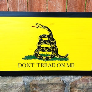 Rustic Wooden Gadsden Flag: Dont Tread On Me, Handcrafted Wall Art (19&quot;x 31&quot;)