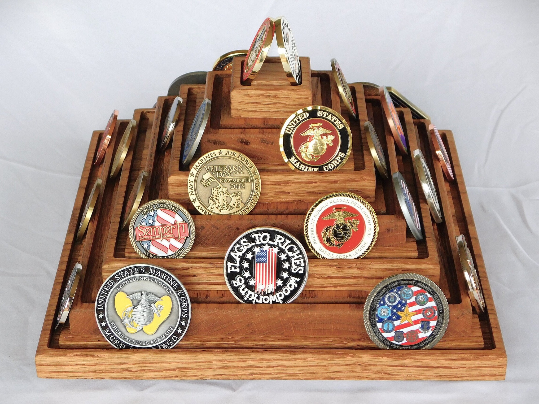 Solid Wood Coin Rack Military Challenge Coin Display Stand 6-Row ...