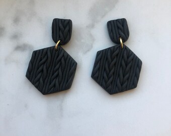 Black l Polymer Clay Earrings The Kai Stud
