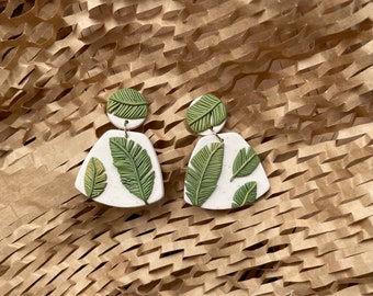 clay earrings, plant lover gifts, plant gifts for her, green, nickel free, hypoallergenic