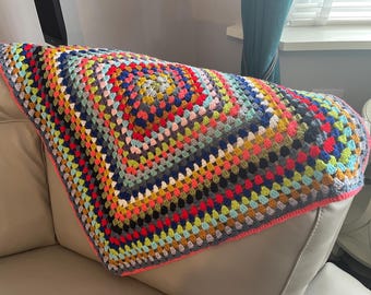 Crocheted Granny Square Blanket