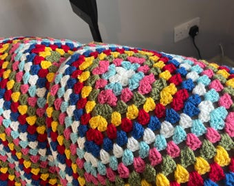 Handmade Colorful Crochet Blanket: Acrylic Yarn, 110x110cm