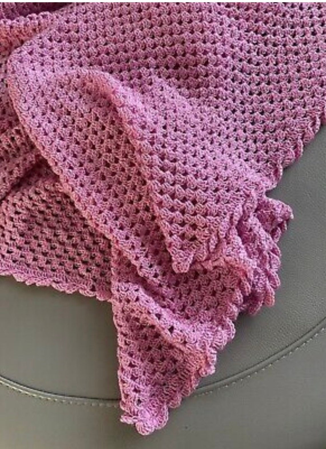 Large Pink Crocheted Baby Shawl/blanket Etsy
