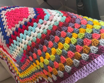 Colourful Crochet Baby Blanket, Acrylic Yarn 80x80 CM