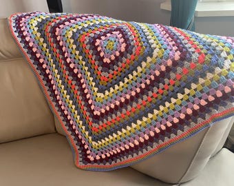 Handmade Multicoloured Crocheted Baby Blanket, Acrylic Yarn (93x93cm)