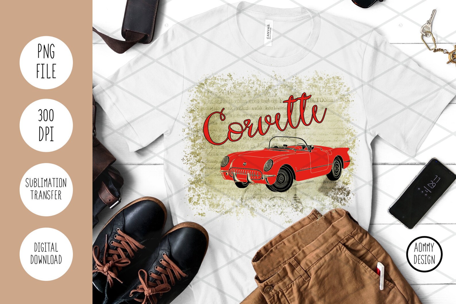 Corvette Car Clipart Sublimation Graphic Car Sublimation Etsy