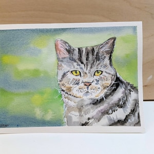 Tarjetas de felicitación personalizadas con retratos de mascotas, tarjetas de felicitación, pérdida de mascotas, regalo, tarjetas de notas de acuarela, tarjetas hechas a mano, obras de arte originales, tarjetas de notas