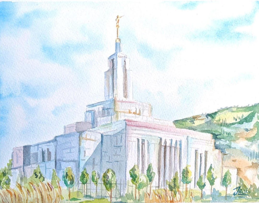 Watercolor Draper Utah Temple, LDS Temple Artwork, Draper Utah Temple ...