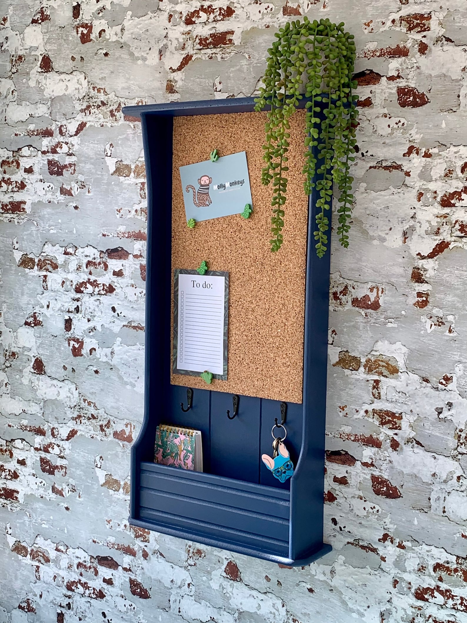 Cork pinboard Kitchen notice board Shelf Wall decor Etsy