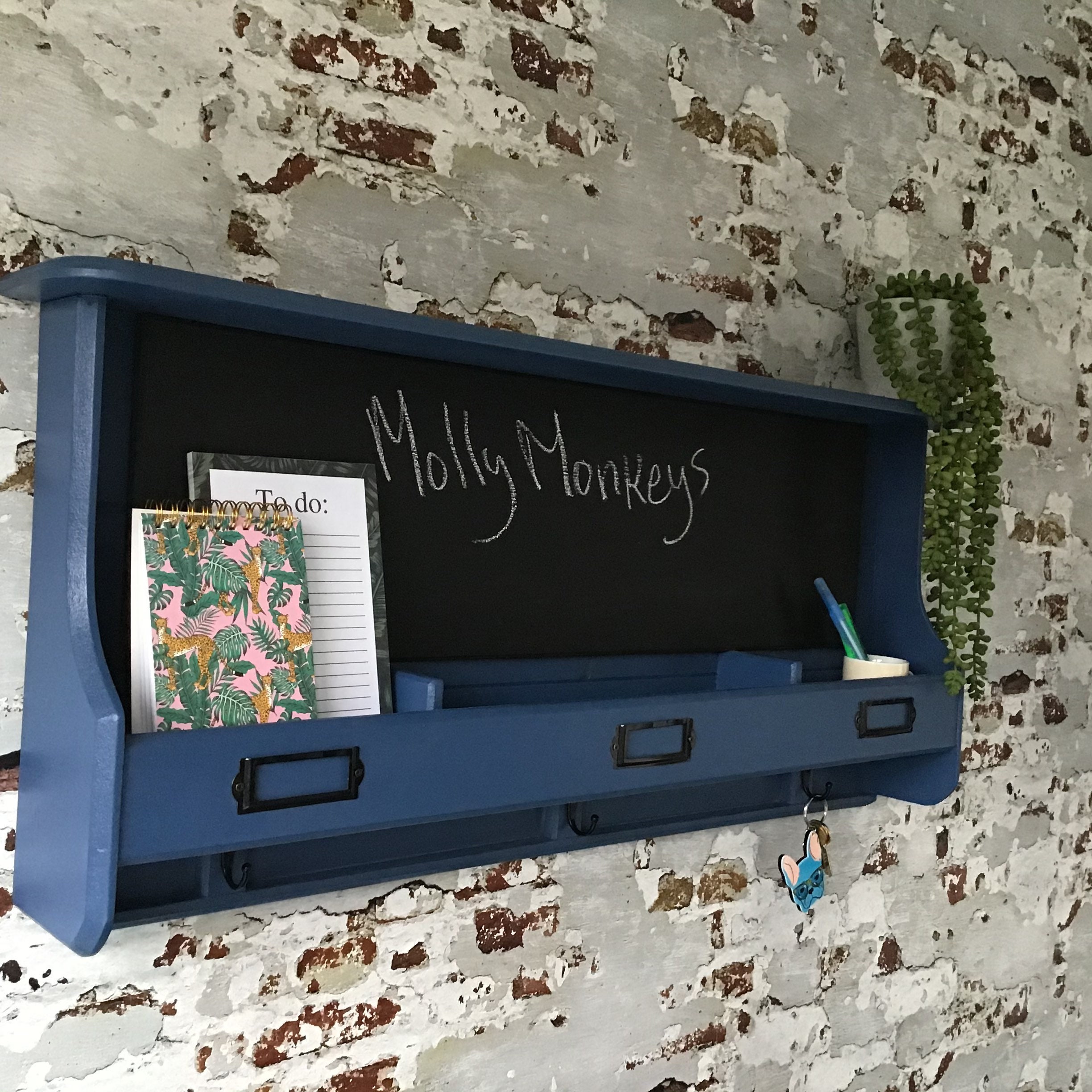 Chalkboard Kitchen notice board Key holder Shelf Wall Etsy