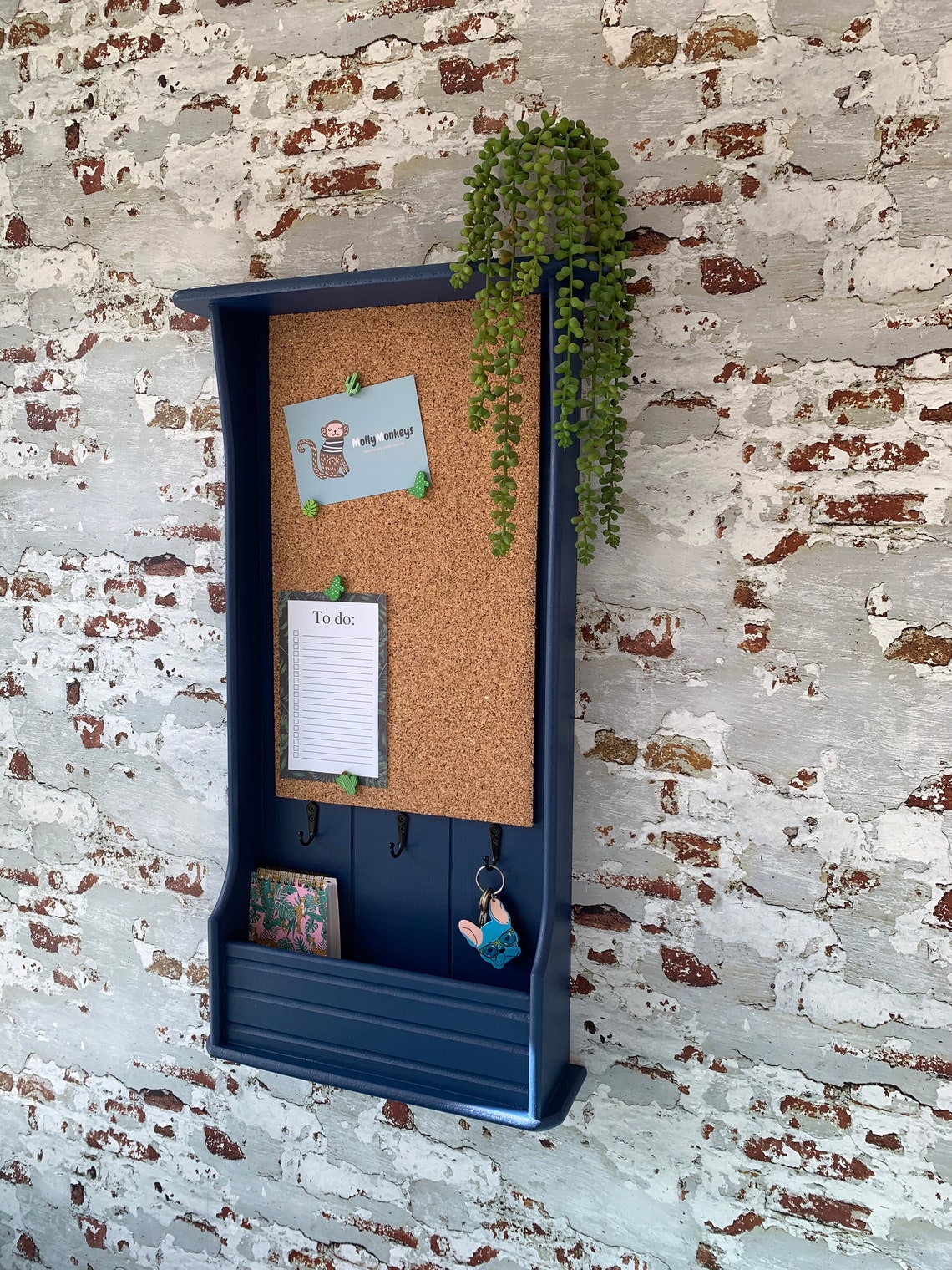 Cork pinboard Kitchen notice board Shelf Wall decor Etsy