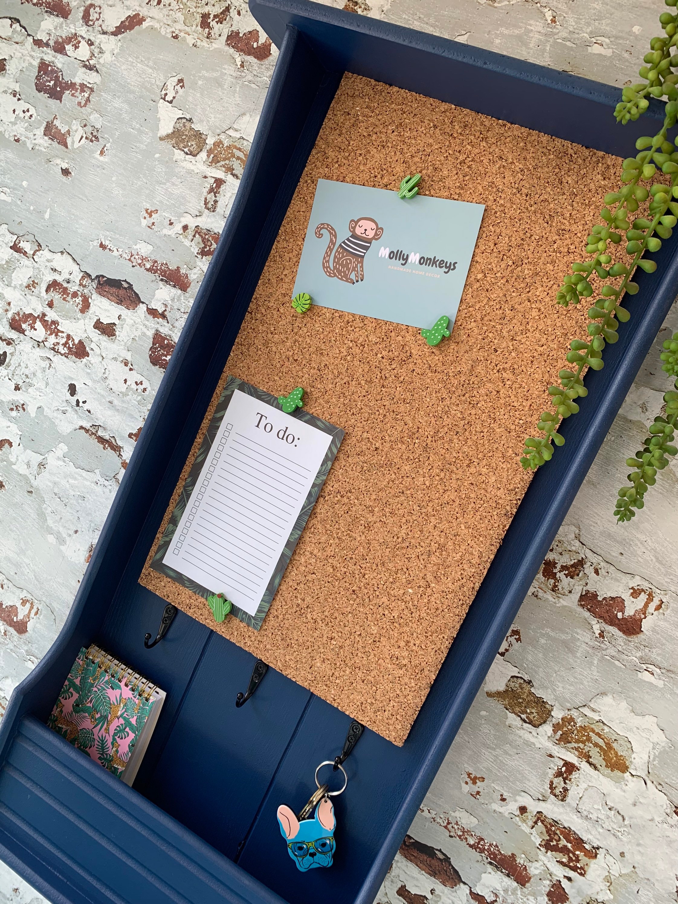 Cork pinboard Kitchen notice board Shelf Wall decor Etsy