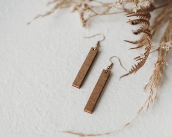 Boucles d'oreille en bois style bohème en forme géométrique