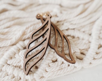 Boucles d'oreille en bois style bohème en forme d’ailes