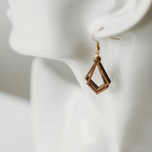 Boucles d'oreille en bois style bohème géométrique, cadeau pour elle, cadeau anniversaire, cadeau pour femme image 9