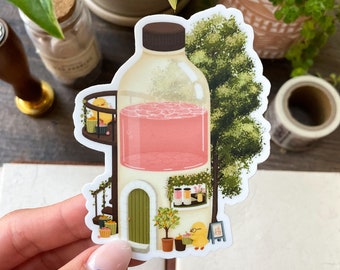 Juice Shop Sticker| Peach Juice Shop Sticker |Water Bottle and Laptop Stickers |Weatherproof and Dishwasher Safe Stickers | Duckies Sticker