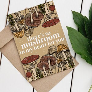 There&#39;s so Mushroom in my Heart for You Greeting Card | Blank Note Card| Mushroom Note Card | Mushroom Pun Card | Blank Greeting Card