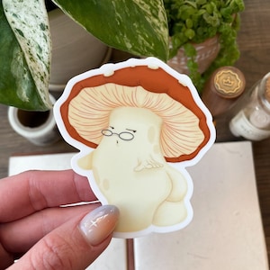 Fun-Guy Mushroom Vinyl Sticker: Weatherproof Laptop Decal