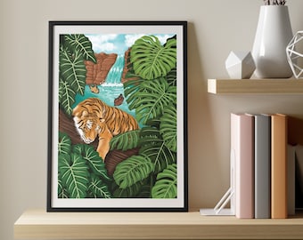 Sleepy Tiger Art Print: Jungle Wall Art