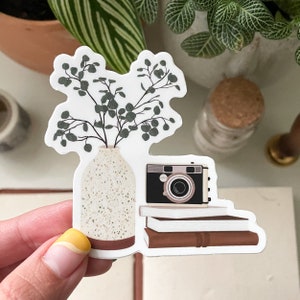 The Minimalist Sticker | Plant and Vintage Camera Sticker | Plant Sticker for Laptop, Car, Water Bottle| Plant Sticker Decal for Plant Lover