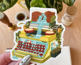 Typewriter Vinyl Sticker: Weatherproof Laptop Decal