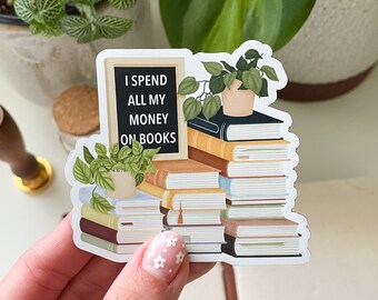 MAGNET | I Spend All My Money On Books Magnet | Magnet for Refrigerator, Car | Decorative Magnet, Bulletin Board Magnet