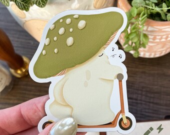 Funny Mushroom Accountant Magnet: Green Toadstool Art
