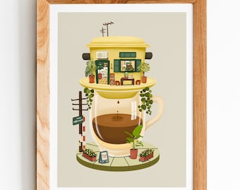 Vietnamese Coffee Shop Art Print: Matte Finish Photo Paper