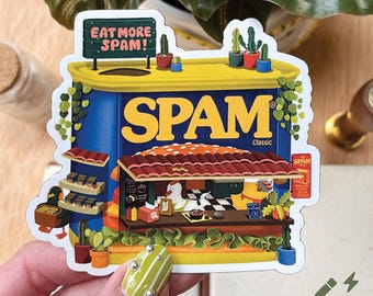 MAGNET | Spam Cafe Magnet | Magnet for Refrigerator, Car | Decorative Magnet, Bulletin Board Magnet| Spam Food Art Magnet for Your Fridge
