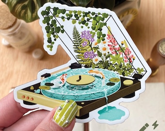 Koi Fish Record Player Magnet: Whimsical Fridge Decor