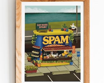 Spam Cafe Art Print| Art Print  | Spam Cafe Art Wall Hanging | Spam Art Print, Home Decor, Wall Decoration |Food Art|Spam Art for Spam Lover