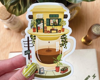 Vietnamese Coffee Magnet: Weatherproof Refrigerator Magnet