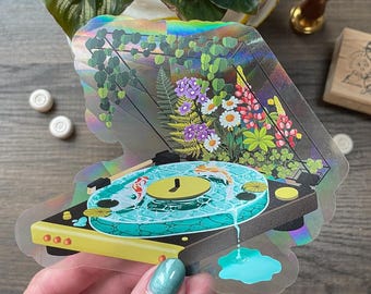 Rainbow Maker Window Sun Catcher Sticker|Koi Pond Record Player Sun Catcher Sticker|Reusable and Removable Sun Catcher Sticker| Sun Catcher