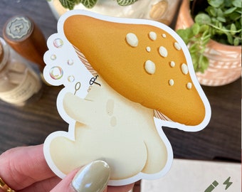 Mushroom Magnet: Yellow Toadstool Fungi Art