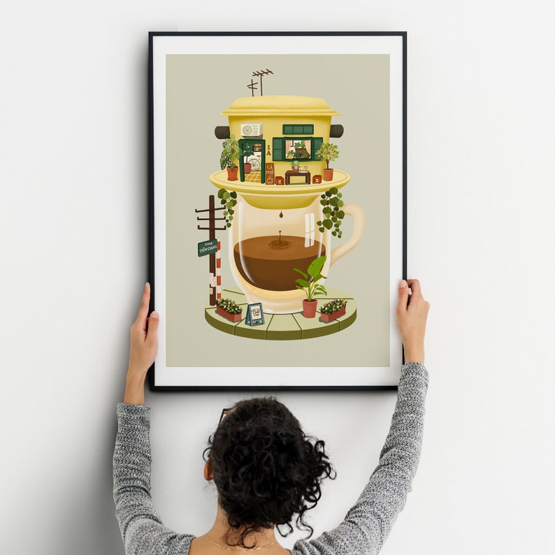Vietnamese Coffee Shop Art Print | Imagination Collection |  Vietnamese Coffee Lovers | Coffee Shop Art Poster Print for Wall Gallery Art