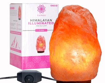 Himalayan salt lamp crystal pink rock salt lamp natural 1-2KG with Dimmer