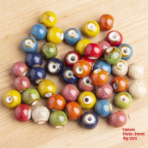 10 pcs/per strand,14mm/hole 3mm,Ceramic beads,Glazed ceramic beads,Pottery beads for jewelry,Brown spots porcelain beads,Mix beads,Big beads