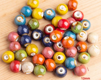 18 pcs/per strand,12mm/hole 3 mm,Ceramic beads,Glazed ceramic beads,brown spotes ceramic beads,Porcelain beads,Pottery beads,Mix beads,Big