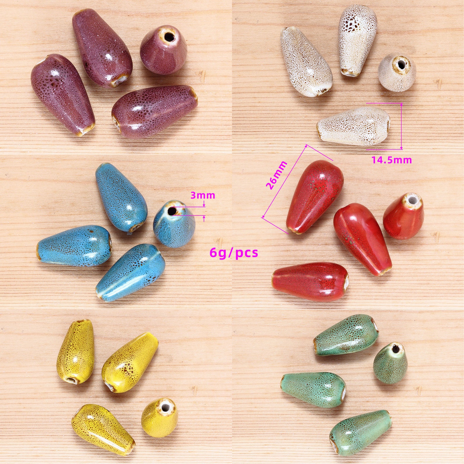 Ceramic beads Glazed ceramic beads Water drop ceramic beads Etsy