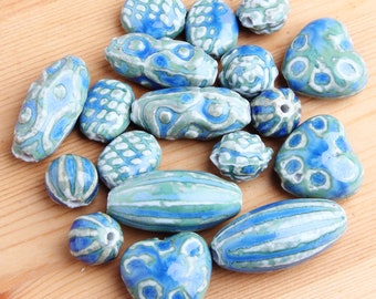 Ceramic beads,Blue ceramic beads,Odd blue ceramic beads, Porcelain beads,Pottery beads, Various fruits ceramic beads, 2 pcs/per strand