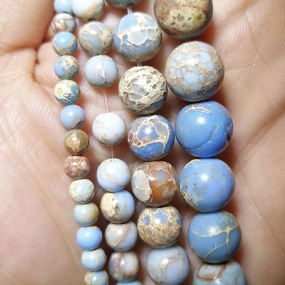 Dyed Imperial jasper beads Natural dyed blue imperial jasper Etsy