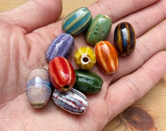 8 Stück/Strang,21mm/2,5mm Loch,Keramikperlen,Glasierte Keramikperlen,Wassermelonen Keramikperlen,Töpferperlen, Mix Perlen,21mm/Loch